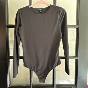 Express Body Contour Thong Bodysuit in Black